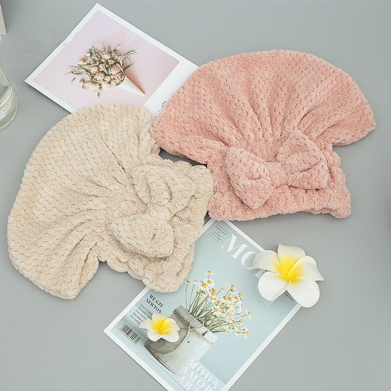 1 bucăți higroscopicitate bowknot coral ananas microfibră turban de păr uscat rapid păr pălărie șapcă înfășurată prosop Toallas prosoape