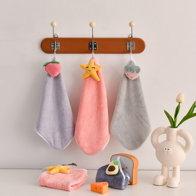 3PCS karikatūra noslaukiet rokas dvielis virtuve koraļļu samta tīra virtuve vannas istaba tualete absorbējošs ātri žūstošs dvielis, mīksts pieskāriens