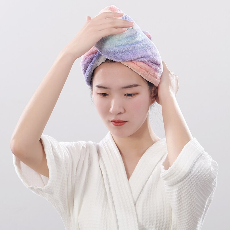 XiaoGui Rainbow Printed Dry Hat Gyorsszáraz Törölköző Fürdőszoba Szerszám Fejpánt Hajszárító Mikroszálas törölköző