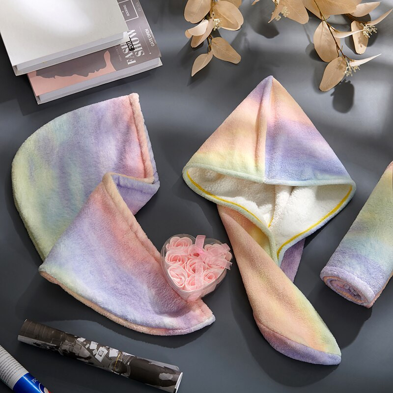 XiaoGui Rainbow Printed Dry Hat Gyorsszáraz Törölköző Fürdőszoba Szerszám Fejpánt Hajszárító Mikroszálas törölköző