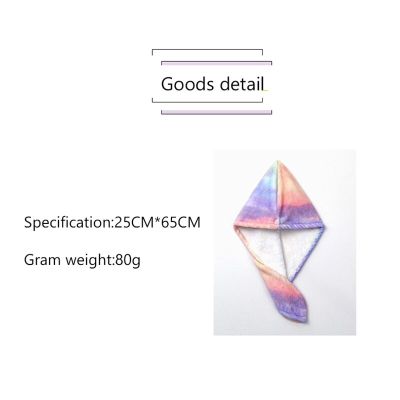 XiaoGui Rainbow Printed Dry Hat Gyorsszáraz Törölköző Fürdőszoba Szerszám Fejpánt Hajszárító Mikroszálas törölköző
