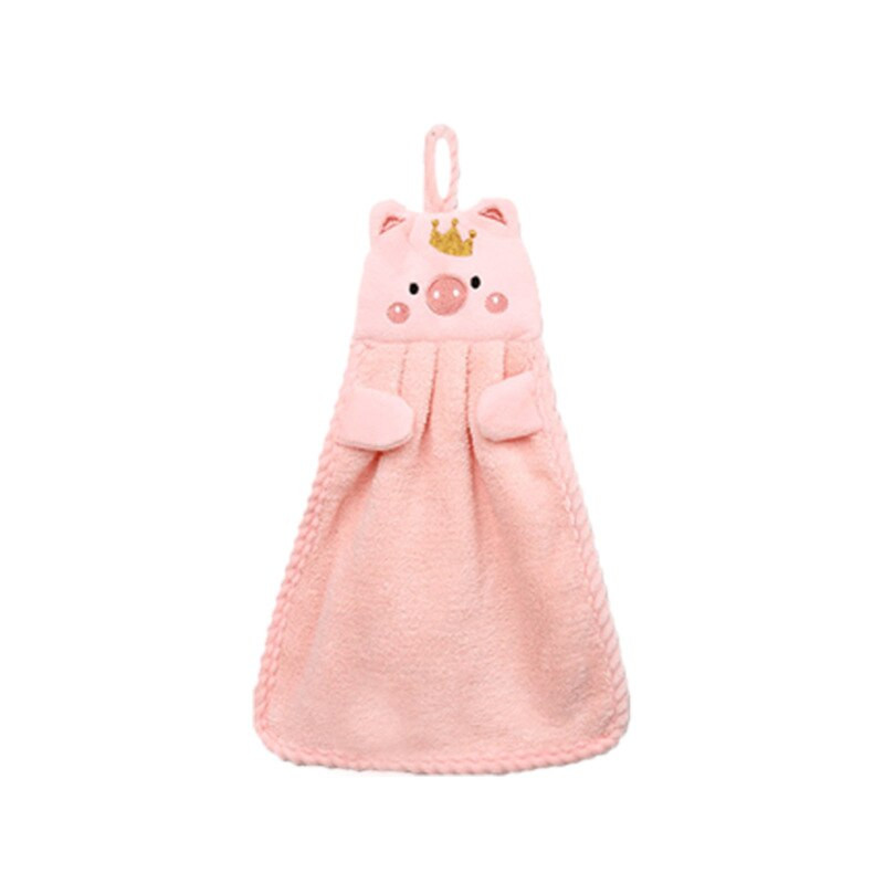 1db Puha korall gyapjú rajzfilm malac kéztörlő nedvszívó konyhai törölközők hímzés aranyos korona disznó zsebkendő háztartásra