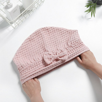 Висококачествена мека вафлена шапка за душ, силно абсорбираща суха кърпа за шапка за коса