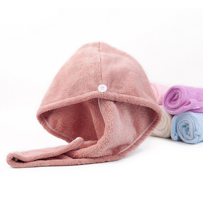 Mergaičių stipraus sugeriamumo plaukų džiovinimo kepuraitės Plaukų džiovinimo kepurė Greitai džiūstantis plaukų rankšluostis vonios kepuraitė Koralų vilnos mikropluošto kietas rankšluostis