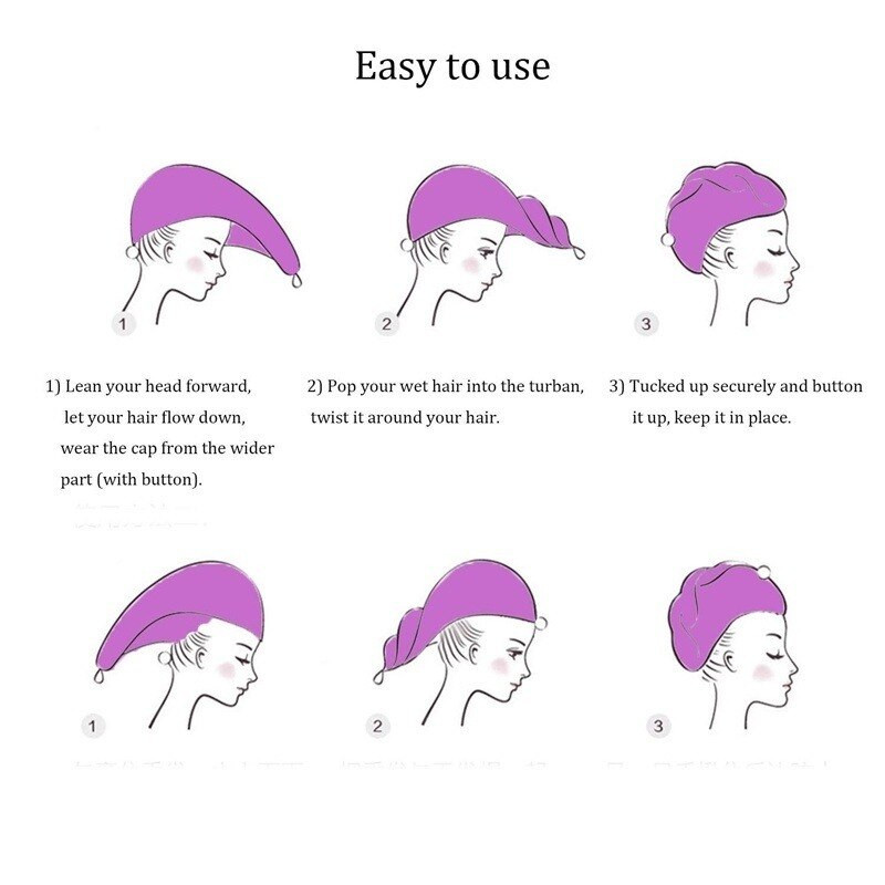 Mergaičių stipraus sugeriamumo plaukų džiovinimo kepuraitės Plaukų džiovinimo kepurė Greitai džiūstantis plaukų rankšluostis vonios kepuraitė Koralų vilnos mikropluošto kietas rankšluostis