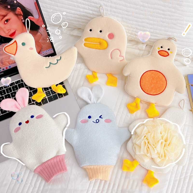 Animacinių filmų gyvūnų vonios kempinės kamuoliukai pliušinis valymo šepetys dušo pūstas kūno valiklis šveičiamieji šveitikliai vonios kamuoliukai vonios reikmenys