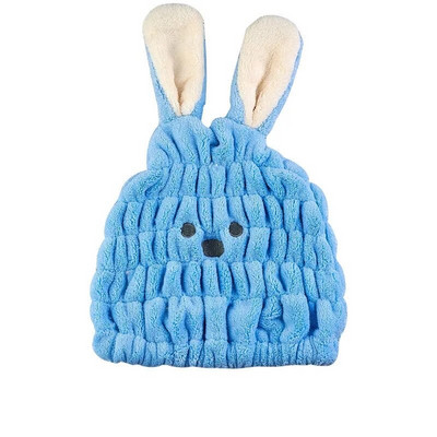 Rózsaszín kék zöld aranyos rajzfilm nyúl mikroszálas hajtörlő pakolás nőknek gyorsan száradó haj turbán vastag fürdősapka női lányoknak