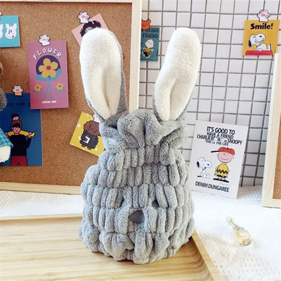 Rózsaszín kék zöld aranyos rajzfilm nyúl mikroszálas hajtörlő pakolás nőknek gyorsan száradó haj turbán vastag fürdősapka női lányoknak