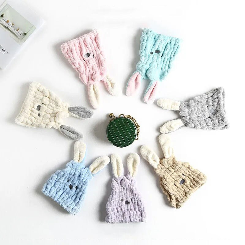 Rózsaszín kék zöld aranyos rajzfilm nyúl mikroszálas hajtörlő pakolás nőknek gyorsan száradó haj turbán vastag fürdősapka női lányoknak