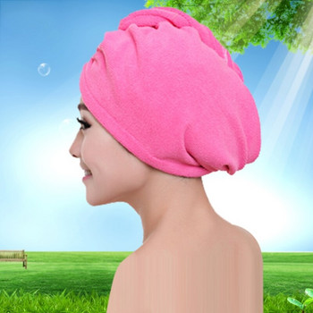 Коралова кадифена микрофибърна кърпа за коса, увита абсорбираща тюрбанска шапка за баня C7AD