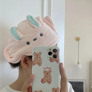 Сладка анимационна кърпа за коса за дома Чудотворна бързосъхнеща шапка за душ Микрофибърна кърпа Удебелена обвивка Тюрбан Дамска шапка за коса Мека