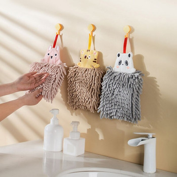 Πετσέτα μπάνιου Χαριτωμένο μαντήλι σε σχήμα κινουμένων σχεδίων σενίλ Χρώμα Σκουπίστε το χέρι Πετσέτα προσώπου Πετσέτα κουζίνας Κρεμαστό Πετσέτες χεριών B03E
