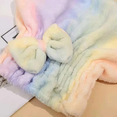 Soft Thicken Microfiber Rainbow Hair Cap Miraculous Quick Dry Cute Bowknot Πετσέτα μπάνιου Περιτύλιγμα μαλλιών Turban Απορρόφηση νερού