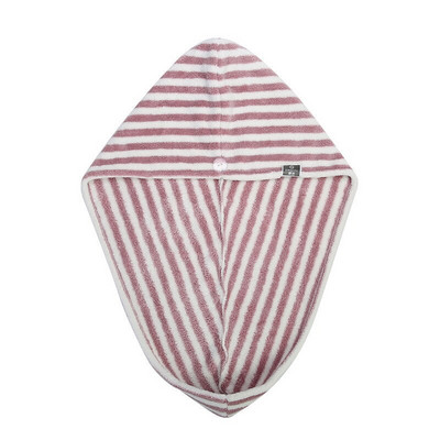 Prosop de păr cu dungi din microfibră, puternic absorbant de apă, șapcă de păr cu uscare rapidă, pălărie de baie, pentru doamne, femei, fete