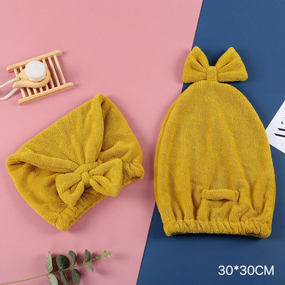 1 buc șapcă de păr uscat, absorbantă puternică, cu lână de coral, turbane pentru femei, cu fundă, de culoare pură, șapcă de păr moale, articole de baie