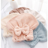 Luxus Waffle Bowknot Hajsapka Vastag Puha Mikroszálas Miraculous Gyorsan Száraz Törölközők Felszívódás Fürdőszoba Szauna Spa Haj Turbán