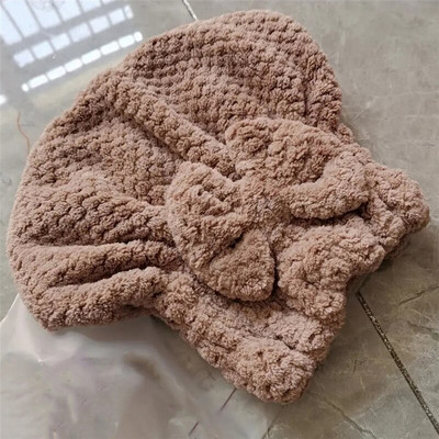 Luxus Waffle Bowknot Hajsapka Vastag Puha Mikroszálas Miraculous Gyorsan Száraz Törölközők Felszívódás Fürdőszoba Szauna Spa Haj Turbán