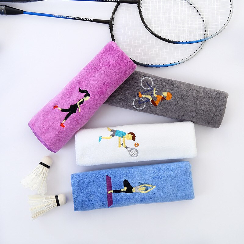 Medvilninis Siuvinėjimas Sportinis Rankšluostis Minkštas Sugeriantis Joga Gym Camping Golf Fitness Prakaito Rankšluostis Sportinis Animacinis Rankšluostis 25*110cm