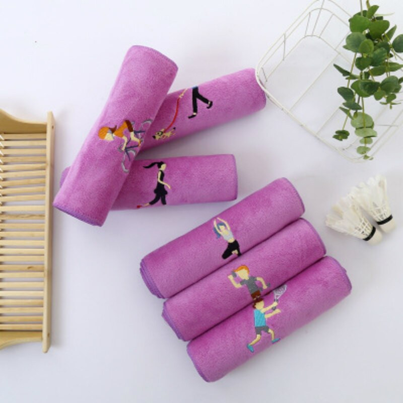 Medvilninis Siuvinėjimas Sportinis Rankšluostis Minkštas Sugeriantis Joga Gym Camping Golf Fitness Prakaito Rankšluostis Sportinis Animacinis Rankšluostis 25*110cm