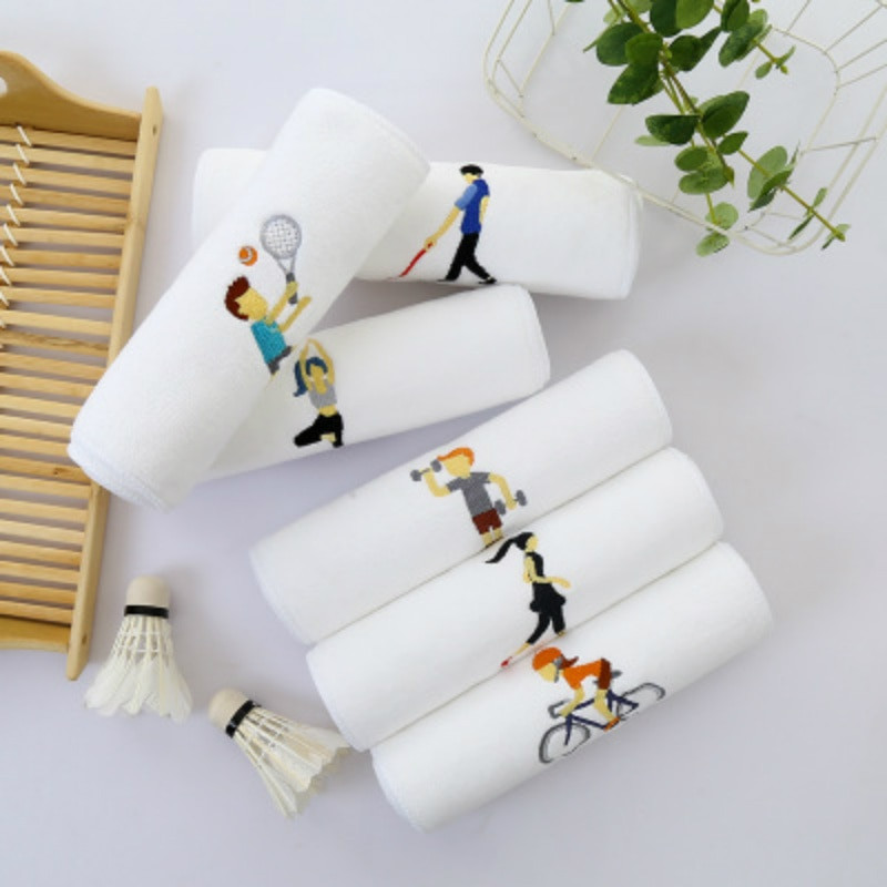 Medvilninis Siuvinėjimas Sportinis Rankšluostis Minkštas Sugeriantis Joga Gym Camping Golf Fitness Prakaito Rankšluostis Sportinis Animacinis Rankšluostis 25*110cm