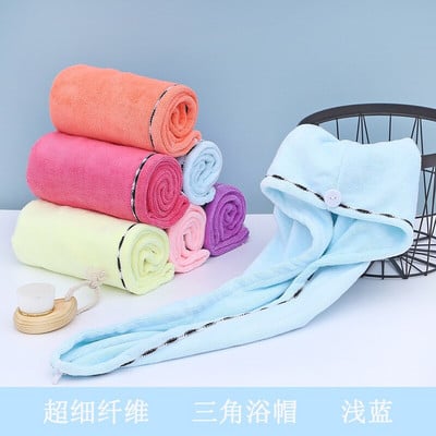 Coral alb, catifea, păr uscat, prosop de baie, microfibră, cu uscare rapidă, turban, super absorbant, pentru șapcă de păr pentru femei, cu buton, îngroșare.