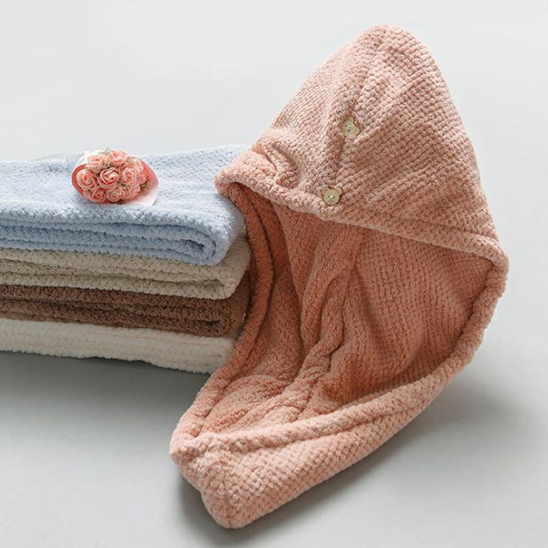 Дамска коса Бързосъхнеща микрофибърна кърпа за баня Тюрбан възел Twist Loop Wrap Шапка Капачка за баня Аксесоари за баня