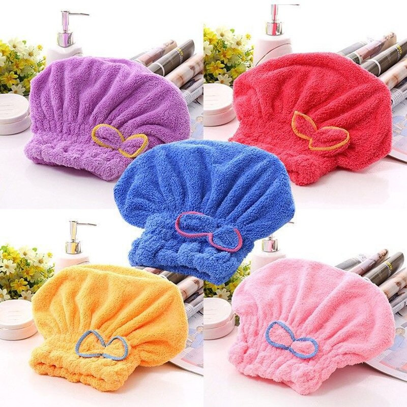 Reducere 5 culori Microfibră solidă Pălărie de păr uscată rapid pentru femei, fete, doamne, șapcă Accesorii pentru baie, prosop de uscare, pălărie pentru cap 2021