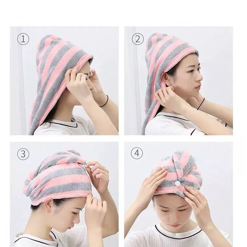 Căciulă de uscare a părului pentru fete Căciulă de prosop de păr cu uscare rapidă Căciulă de baie Căciulă de prosop solidă din microfibră Turban cu absorbție superioară Căciulă de uscat păr