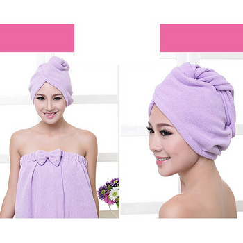 Дамски тюрбан Микрофибърна тъкан Удебеляване Суха кърпа за коса Супер абсорбираща бързосъхнеща кърпа за душ Шапка за баня