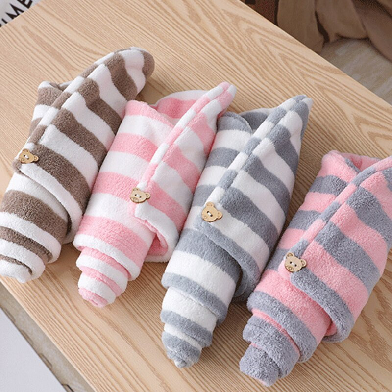 Hajszárító sapka Törülköző Nedvszívó Sűrítő Háztartási cikkek Fürdőszoba Fürdés Száraz Hajsapka Csíkos zuhanysapka Puha Fejkendő