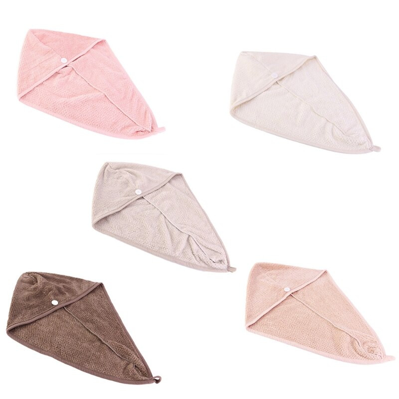 066E Prosop de păr Wrap Prosop de uscare a părului cu buton Pălărie pentru păr uscat Păr cu uscare rapidă