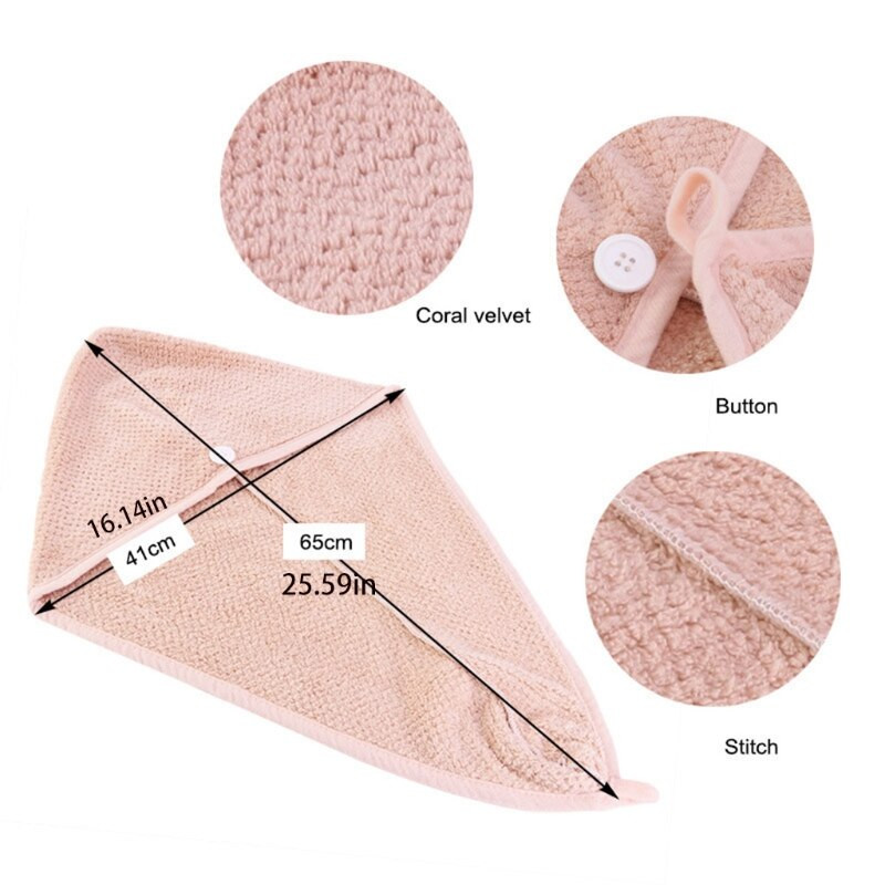 066E Prosop de păr Wrap Prosop de uscare a părului cu buton Pălărie pentru păr uscat Păr cu uscare rapidă