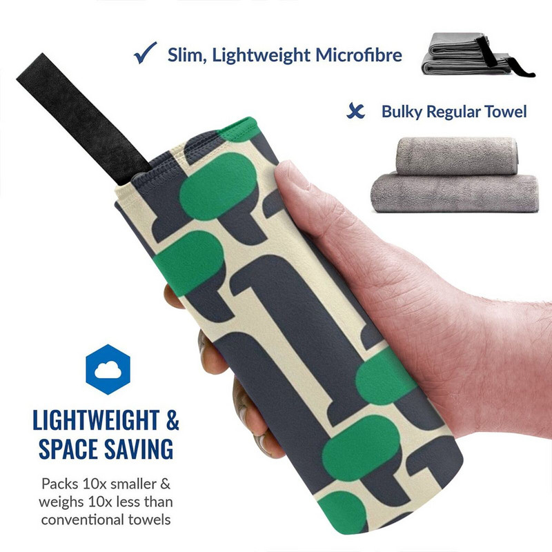 Orla Kiely Ретро зелен дизайн Бързосъхнеща кърпа Фитнес зала Спортна баня Преносим My Little Tank My Little Sweater Mlp Tank My Little For