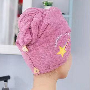 Κέντημα ντους από μικροΐνες Πετσέτα Καπέλα μπάνιου με στεγνά μαλλιά Πετσέτα με καπάκι για γρήγορο στέγνωμα για γυναικεία κεφαλή τουρμπάνι για κορίτσια