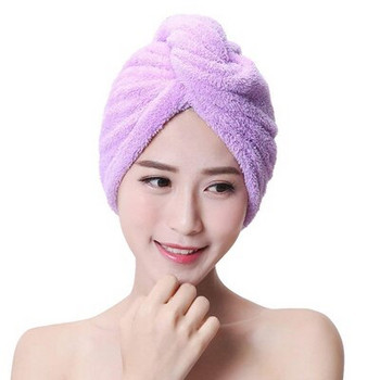 Coral Velvet Dry Hair Πετσέτα μπάνιου Μικροΐνες Quick Drying Turban Super Absorbent Γυναικεία Καπέλα Μαλλιών Περιτύλιγμα με κουμπί Πύκνω