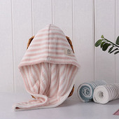 Női sapka törölköző mikroszálas geometrikus csíkos szárító haj nedvszívó, gyorsan száradó fürdőszobai felnőtt zuhany sapka becsomagolt törölköző 25x65cm