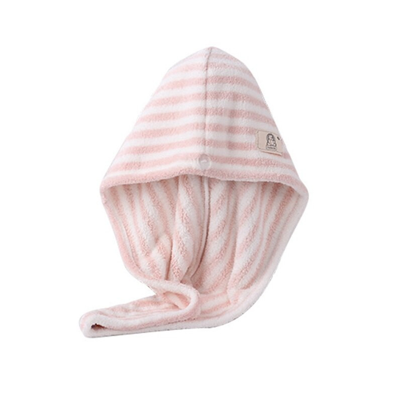 Női sapka törölköző mikroszálas geometrikus csíkos szárító haj nedvszívó, gyorsan száradó fürdőszobai felnőtt zuhany sapka becsomagolt törölköző 25x65cm