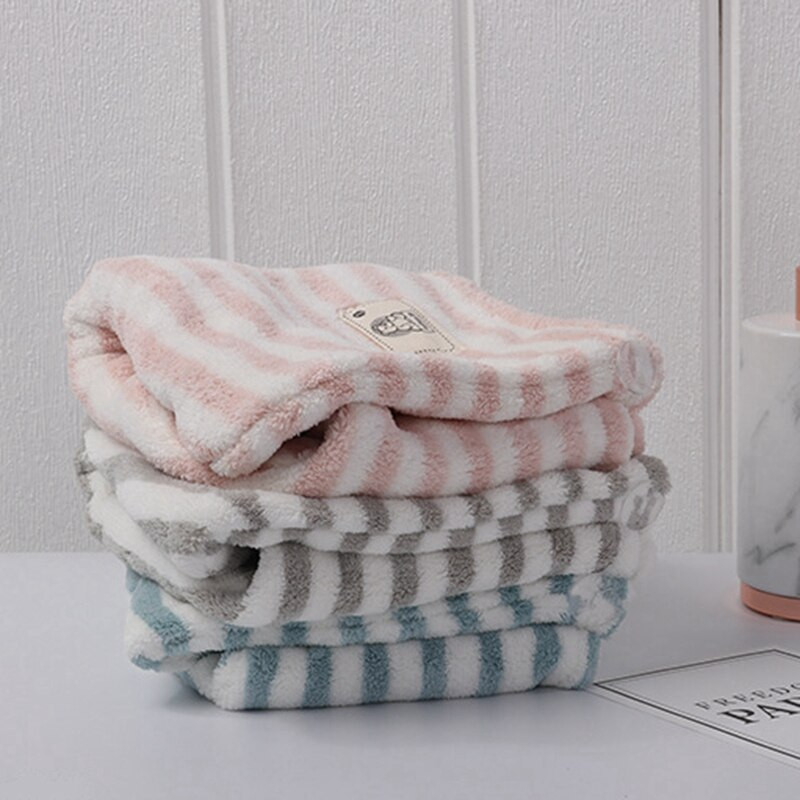 Női sapka törölköző mikroszálas geometrikus csíkos szárító haj nedvszívó, gyorsan száradó fürdőszobai felnőtt zuhany sapka becsomagolt törölköző 25x65cm