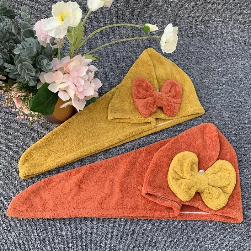 Moda drăguț prosoape bowknot capac de păr miraculos din microfibră pentru femei spa saună baie adulți prosop de păr cu uscare rapidă textile de casă