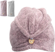 Plaukų džiovinimo rankšluosčiai Itin sugerianti greitai džiūstanti plaukų kepurė su mygtuku Twist Bamboo Fiber Greitas plaukų džiovintuvas ilgiems plaukams Minkštas Storas