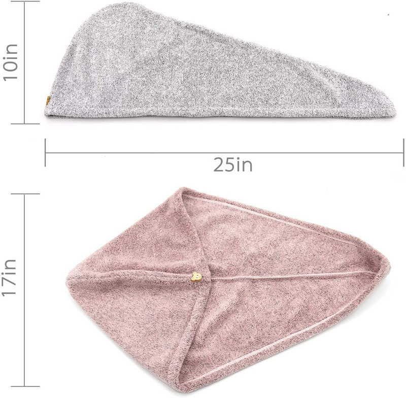 Plaukų džiovinimo rankšluosčiai Itin sugerianti greitai džiūstanti plaukų kepurė su mygtuku Twist Bamboo Fiber Greitas plaukų džiovintuvas ilgiems plaukams Minkštas Storas