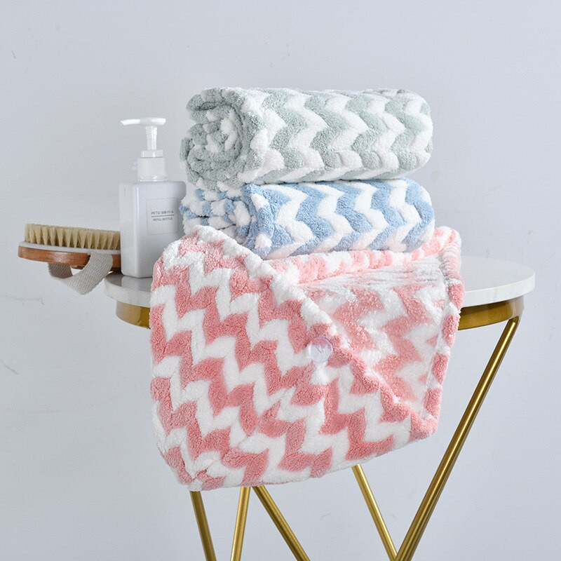 Prosop de păr din microfibră, prosop de uscare a părului cu turban, lână de coral moale, super absorbantă, anti încrețire, pentru baie