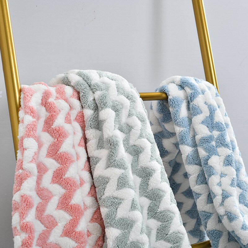 Prosop de păr din microfibră, prosop de uscare a părului cu turban, lână de coral moale, super absorbantă, anti încrețire, pentru baie