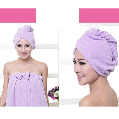 Lady Turban mikropluošto audinio storinantis sausų plaukų rankšluostis Super sugeriantis greitai džiūstantis plaukų dušo rankšluostis Buitinė dušo kepurė