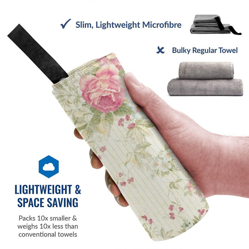 Шаби шик гръндж розов флорален модел бързосъхнеща кърпа фитнес зала спортна баня преносим гръндж стилен момичешки розов флорален модел модерен