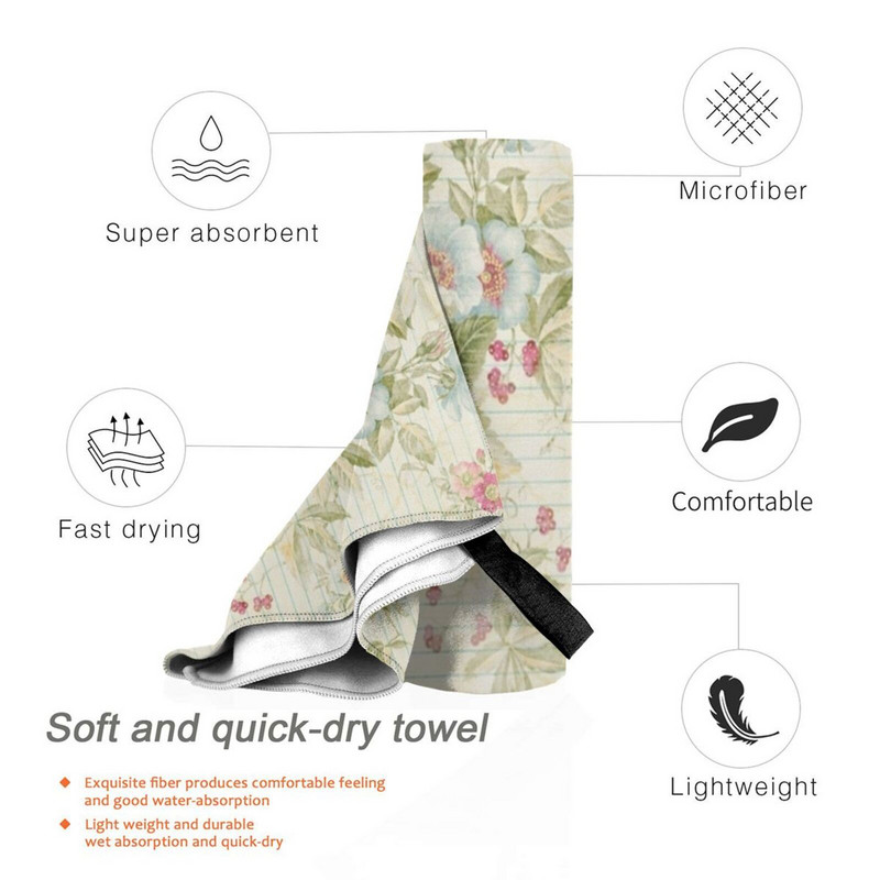 Шаби шик гръндж розов флорален модел бързосъхнеща кърпа фитнес зала спортна баня преносим гръндж стилен момичешки розов флорален модел модерен