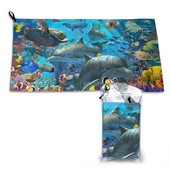 Coral Sea Бързосъхнеща кърпа Фитнес зала Спортна баня Преносими морски подводни делфини Nemo Clownfish Corel Turtles Under The Sea