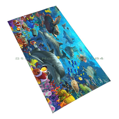 Coral Sea Бързосъхнеща кърпа Фитнес зала Спортна баня Преносими морски подводни делфини Nemo Clownfish Corel Turtles Under The Sea