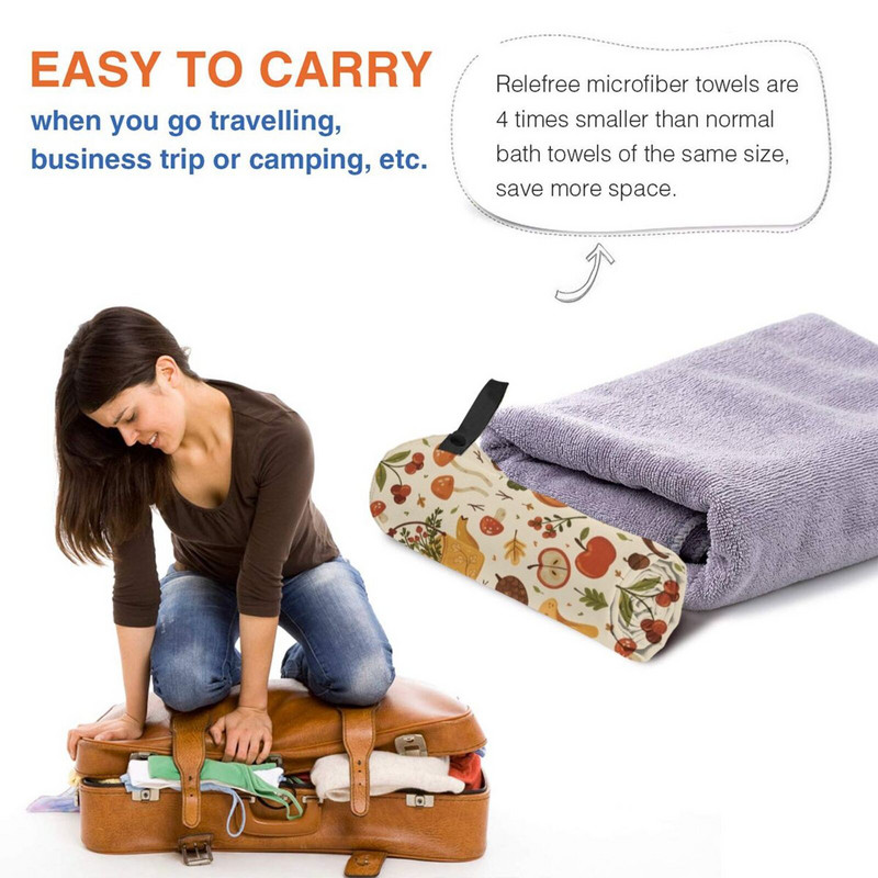 Есенни мечти Бързосъхнеща кърпа Фитнес зала Спортна баня Преносима ботаническа Природа Гора Есен Есенни тикви Гъби Листа Уютен