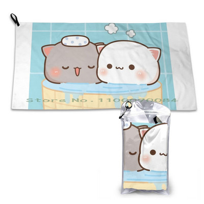 Peach And Goma Mochi Bathing Quick Dry Towel Gym Sports Bath Portable Peach Cat Mochi Kitty Cute Romantic Kawaii Boyfriend